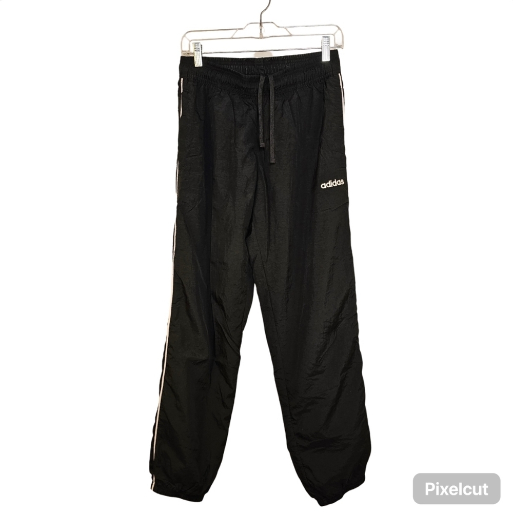 Adidas black with white stripe training joggers lined track pants in size M US